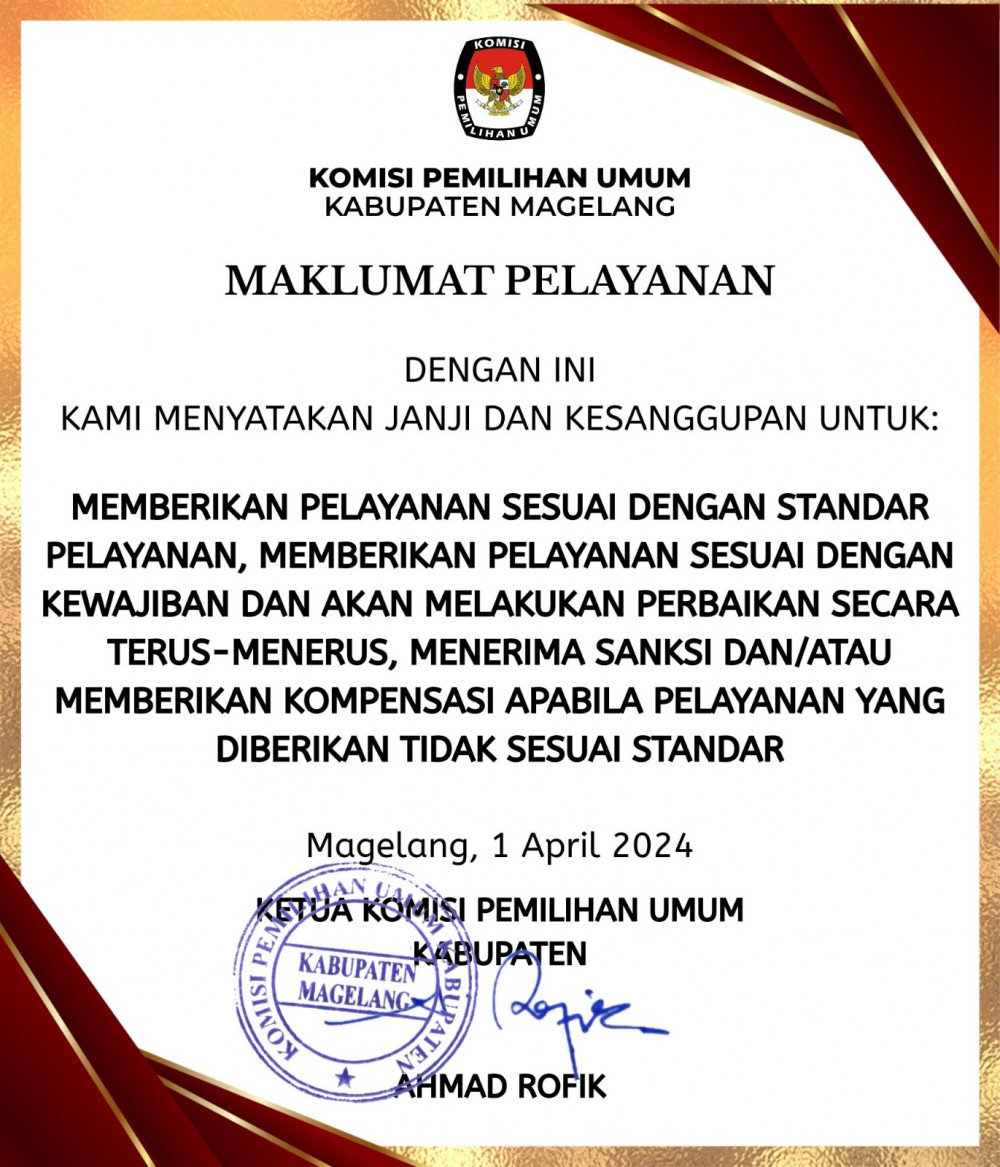 Maklumat Pelayanan KPU Kabupaten Magelang